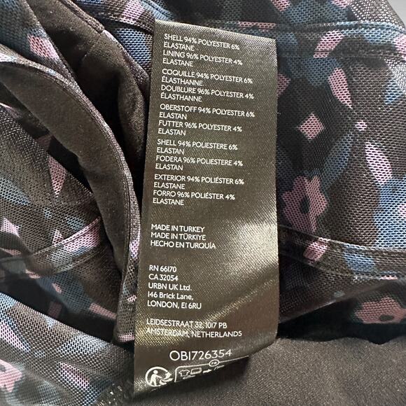 Free People XL Galaxy Square Neck Corset Crop Top Blue Purple Floral Mesh Side - Picture 9 of 10